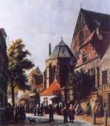 Adrianus Eversen A Dutch Market Scene 3 Norge oil painting reproduction